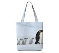 Penguin Family,Reusable Grocery Bags Shopping Tote Bags Large Capacity Canvas Shoulder bag