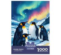 Penguin Family Under The Aurora Jigsaw Puzzles Puzzle for Adults Kids. 1000 Pieces Animal Impossible Challenge Toy Educational Games Home Decoration for Adults& Kids Age 14 Years Up 38x26cm/1000pcs