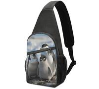 Penguin Family Waterproof Sling Bag Crossbody Chest Pack with USB Port, Lightweight Oxford Anti Theft Chest Bag for Men Women Travel Hiking Cycling Daily Use