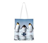 Penguin Fashion Canvas Tote Bag With All Over Print Design, Large Reusable Shopper Tote With Double Handles,Beach Tote, Weekend Bag