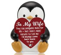 Penguin Figurine Wife Gift with Love Message Plaque, Romantic Soulmate Desk Decor for Valentine’s Day Anniversary Birthday, Cute Penguin Collectible for Emotional Support & Appreciation PF043