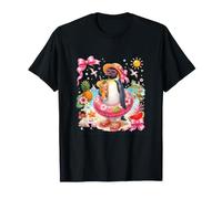 Penguin Floral Costume On Beach Matching Summer Vacation T-Shirt