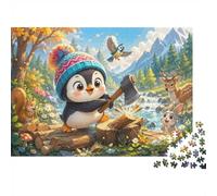 Penguin Forest Animal Jigsaw Puzzle 300 Pieces for Adults | 40x28cm Premium Cardboard, Double Sided HD Print, Precision Cut Tight Fit, Dust Free, Stress Relief, Home Decor Gift