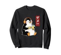 Penguin Gamer ukiyo-e Japanese w Boba tea Sweatshirt