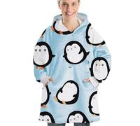 Penguin Gifts, Penguin Wearable Flannel Blanket Hoodie, Oversized Flannel Hooded Blanket Sweatshirt, One Size, Multicolor, One size