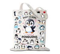 Penguin Gifts Tote Bag, Cute Canvas Bag with Long Handles, Reusable Shopping Bag for Work and Daily Use, Fun Penguin Gifts for Women, Girls, 40x35cm