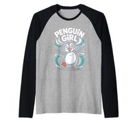 Penguin Girl Womens Cartoon Winter Arctic Animal Birthday Raglan Baseball Tee