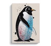 Penguin Graffiti No.3 Canvas Print | Gallery Wrapped 30mm Frame Wall Art | 30x20 inches | Ready to Hang | Eclectic Animals Picture | Living Room Bedroom Lounge Office