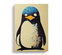 Penguin Graffiti No.6 Canvas Print | Gallery Wrapped 30mm Frame Wall Art | 30x20 inches | Ready to Hang | Eclectic Animals Picture | Living Room Bedroom Lounge Office