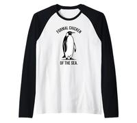 Penguin Graphic with Funny Formal Chicken of the Sea Saying Raglan Baseball Tee