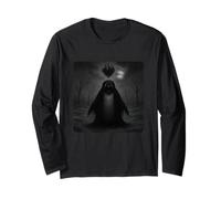 Penguin Grim Reaper Cloak Scary Horror Heart Halloween Long Sleeve T-Shirt