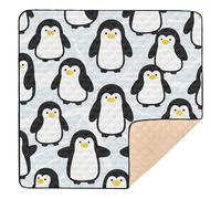 Penguin Group Light Blue Design Cute Foldable Baby Activity Play Mat for Floor Water Resistant Baby Kick Crawling Mat for Babies Infants Toddlers, 50'' x 50''