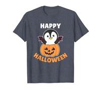 Penguin Happy Halloween Pumpkin Bat Penguins Halloween T-Shirt, Men, Heather Blue, 6X-Large