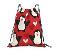 Penguin Heart Cute Unisex Gym Sack Durable Swimming Bags Lightweight String Backpack For Football Climbing Gym