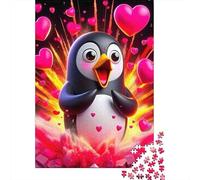 Penguin Heart Elements 1000 Piece Jigsaw Puzzle Jigsaw Puzzle for Adults Love Heart Scene Puzzle Game for Family 52x38cm/1000pcs