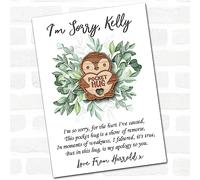 Penguin Holding Heart Leaves I'm Sorry Apology Personalised Gift Pocket Hug