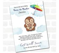 Penguin Holding Heart Umbrella Get Well Soon Personalised Gift Pocket Hug