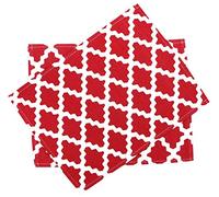 Penguin Home® - 100% Cotton Placemats Set of 6 - Soft, Durable & Super Absorbent - Stylish Design to Enhance Your Table Setting - Machine Washable - 33 x 45cm - Patterned Red