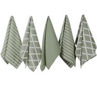 Penguin Home® - 100% Cotton Tea Towel Set Of 5 - Stylish Sage Design With Multiple Patterns