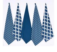 Penguin Home Premium 100% Pure Cotton Tea Towel for Kitchen, Set of 5 Kitchen Towels, Soft & Durable Kitchen Cloths Towel Set, Machine Washable, 65 x 45 cm Colour - Light Blue