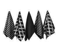 Penguin Home Premium 100% Pure Cotton Tea Towel for Kitchen, Set of 5 Kitchen Towels, Soft & Durable Kitchen Cloths Towel Set, Machine Washable, 65 x 45 cm Colour - Black