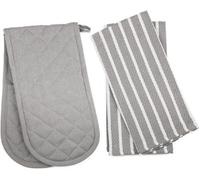 Penguin Home Heat Resistant Oven Gloves with Set of 2 Tea Oven Mitt & Potholder for Home Cooking - Maximum Heat Protection/Kitchen Accessories(Grey) Size - (18x90 & 65x45 cm)