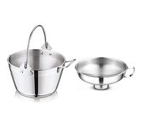 Penguin Home 5L Maslin Pan with 14cm Wide Neck Jam Funnel, Stainless Steel Pot with Steel Canning Funnel for Preserving Combo Maslin Pan & Jam Funnel with Side Handle