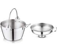 Penguin Home 8.5L Maslin Pan with 14cm Wide Neck Jam Funnel, Stainless Steel Pot with Steel Canning Funnel for Preserving Combo Maslin Pan & Jam Funnel with Side Handle