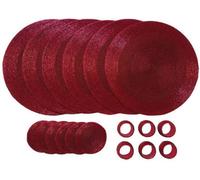 Penguin Home Set Of 18 Glass Beaded Coasters And Napkin Rings - Red, Red