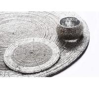 Penguin Home Set Of 12 Glass Beaded Placemats, Coasters And Napkin Rings - Silver Colour, Grey