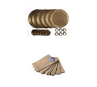 Penguin Home Handcrafted Glass Beaded, Coasters and Napkin Rings with 100% cotton Napkins - (Set of 24) - Antique Gold