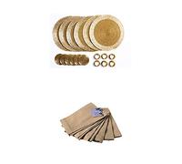 Penguin Home Handcrafted Glass Beaded, Coasters and Napkin Rings with 100% cotton Napkins - (Set of 24) - Gold