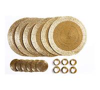 Penguin Home® Glass Beaded, Round Placemat, Coasters and Napkin Rings Gold Set of 18