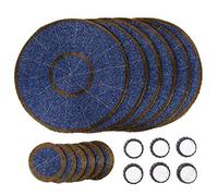 Penguin Home Handcrafted Glass Beaded Round Placemats, Coasters & Napkin Rings Set of 18 - Handmade Table Place Mats for Dining - 32 cm (13") Diameter (Blue and Antique)