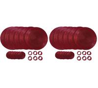 Penguin Home Handcrafted Glass Beaded Round Placemats, Coasters & Napkin Rings Set of 18 - Handmade Table Place Mats for Dining - 32 cm (13") Diameter (Red) (Pack of 2)
