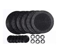 Penguin Home Handcrafted Glass Beaded Round Placemats, Coasters & Napkin Rings Set of 18 - Handmade Table Place Mats for Dining - 32 cm (13") Diameter (Black)