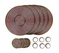 Penguin Home Handcrafted Glass Beaded Round Placemats, Coasters & Napkin Rings Set of 18 - Handmade Table Place Mats for Dining - 32 cm (13") Diameter (Red and Antique Gold)