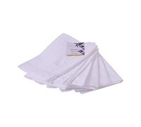 Penguin Home Hemstitched Pure Cotton Washable and Reusable Oversized Kitchen Cloth Napkins 6 Pack, Cloth Napkins for Table Dining, Events, Parties, Lunch - 50 x 50 cm, Full White, Set of 6 (GSM 190)