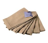 (Beige) Penguin Home 100% Linen Look with Faggoting Hemstictch Napkins-45 x 45cm-Set of 6, Cotton, 45 x 45 cm, 3401