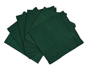 Penguin Home Hemstitched Pure Cotton Washable and Reusable Oversized Kitchen Cloth Napkins 6 Pack, Cloth Napkins for Table Dining, Events, Parties, Lunch - 50 x 50 cm, Solid Green, Set of 6 (GSM 190)
