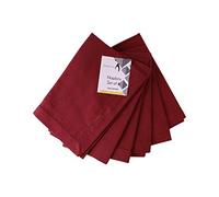 Penguin Home® Linen Look with Faggoting Hemstitched Reusable Napkins - Daily Use as Dinner Napkins - Set of 6, Rust Solid, 45 x 45 cm