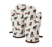 Penguin Home Oven Mitts|Heat Resistant| Colour-Grey,Brown & Mustard|Cooking Baking Grilling BBQ|Size-18x32cm|