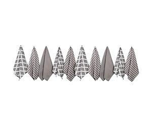 Penguin Home Premium 100% Pure Cotton Tea Towel for Kitchen, Set of 10 Kitchen Towels, Soft & Durable Kitchen Cloths Towel Set, Machine Washable, 65 x 45 cm Colour - Grey