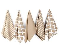 Penguin Home Premium 100% Pure Cotton Tea Towel for Kitchen, Set of 5 Kitchen Towels, Soft & Durable Kitchen Cloths Towel Set, Machine Washable, 65 x 45 cm Colour - Beige