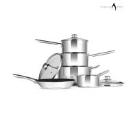 Penguin Home Professional Induction-Safe Cookware Set, Stainless Steel, 5 Pieces - Suitable for All Hobs