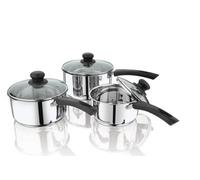 Penguin Home® Stainless Steel Saucepans With Glass Lids And Heat Resistant Bakelite Handles Set Of 3