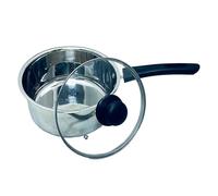 Penguin Home Saucepan 18cm, 2 Litre Stainless Steel SaucePot with Glass Lid & Phenolic Handle/Induction Safe Milkpot with Double Pouring Lips/MilkPan Cooking Pots & Pans/Dishwasher Safe