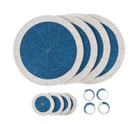 Penguin Home Set Of 12 Glass Beaded Placemats, Coasters And Napkin Rings - Blue And White Colour, Blue