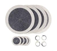 Penguin Home Set Of 12 Glass Beaded Placemats, Coasters And Napkin Rings - Grey And White Colour, Grey