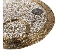 Penguin Home Handcrafted Glass Beaded Round Placemats, Coasters & Napkin Rings Set of 18 - Handmade Table Place Mats for Dining - 32 cm (13") Diameter (Gold and White)